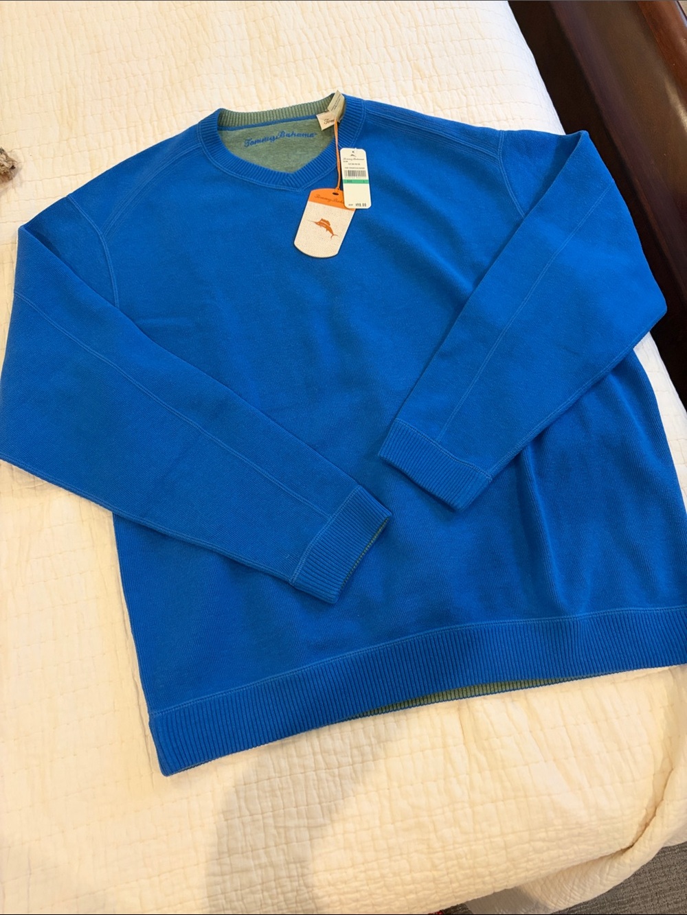 Tommy Bahama Men's Bright Blue Crewneck Sweater. NWT. Size L